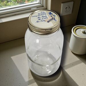 Vintage Planters Peanuts Glass Jar With Original Tin Lid Clear Mr. Peanut Jar